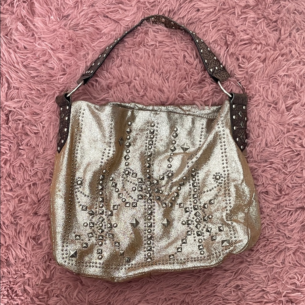 Betsey Johnson Studded Gold Shoulder Bag